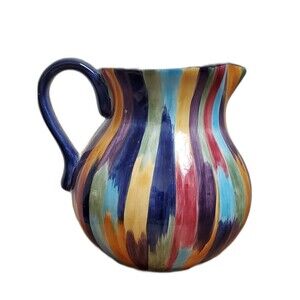 Tabletops Unlimited Pitcher Madrid Brush Stroke Paint Brush Stripe Dinnerware